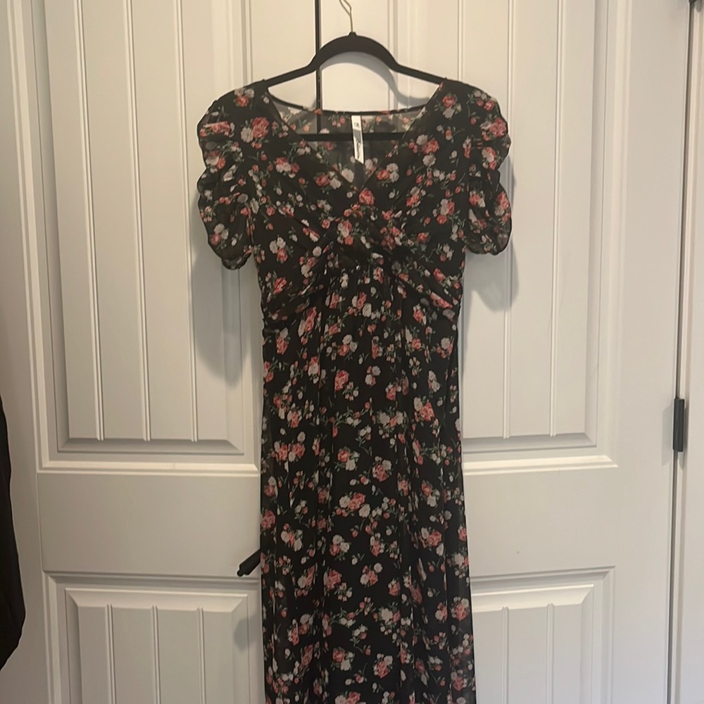 Long Black Flowery Dress